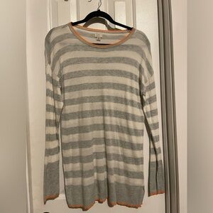 a new day Gray and Cream Striped Long Sleeve Tee